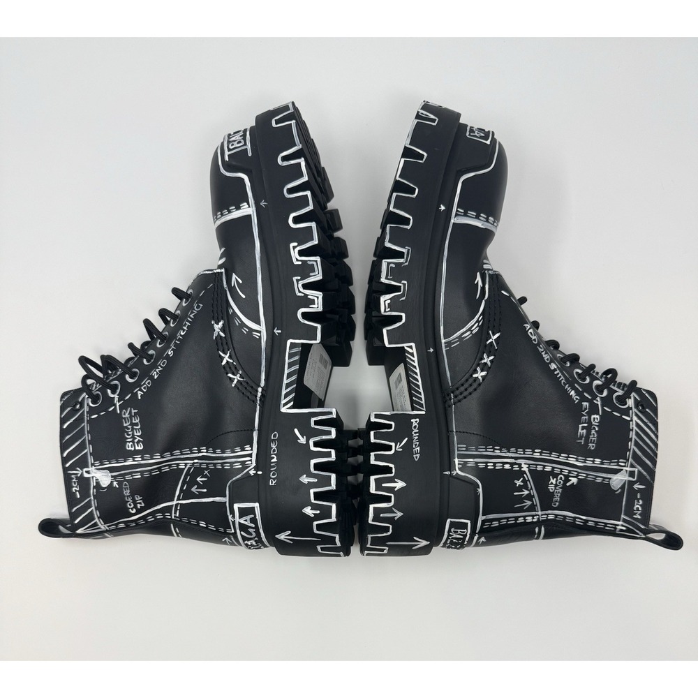 Balenciaga Strike Lace Up Graffiti Boots Size 9 US 42 EU - Picture 4 of 9